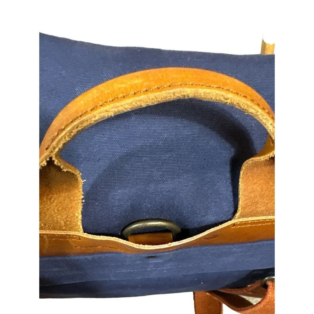 Ideal & Co Heritage Handmade Alcaide Messenger Bag Backpack Navy Canvas Leather